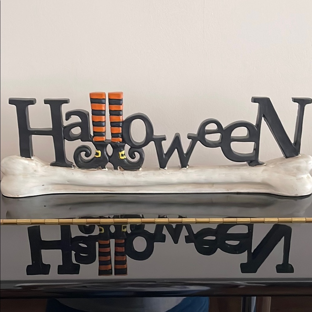 Halloween Bone Decorative Sign with Witch Legs